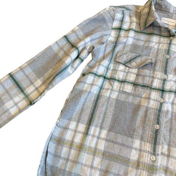 Panache Apparel Grey Plaid Button-Down Shirt Top Oversized Size Small Women's - Picture 4 of 13